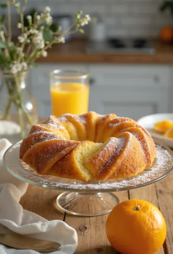 Orange apple bundt cake served
