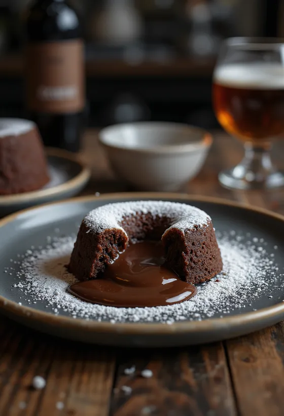 Chocolate lava cake with gooey center