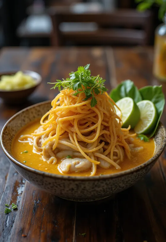 Khao Soi served in a bowl