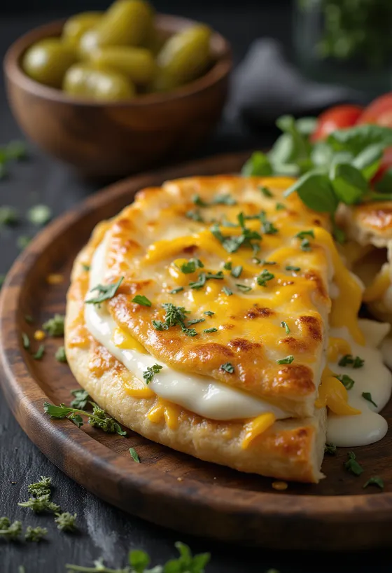 Sour cream calzone baked golden