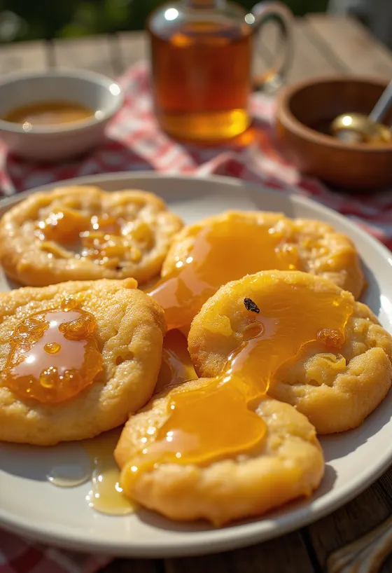 Sweet Chilean Sopaipillas topped with honey and cinnamon