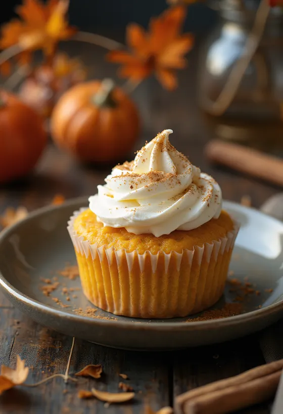 Pumpkin spice cupcakes with mascarpone frosting