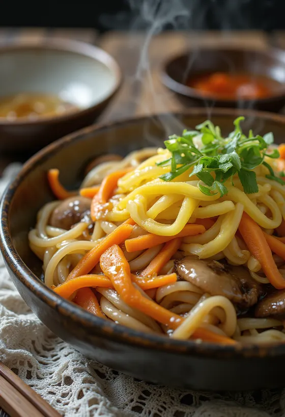 Yaki Udon, stir-fried noodles with vegetables