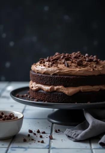 Chocolate cream cake with chocolate glaze