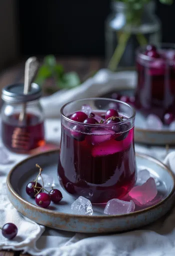 Blackcurrant tea served in a glass