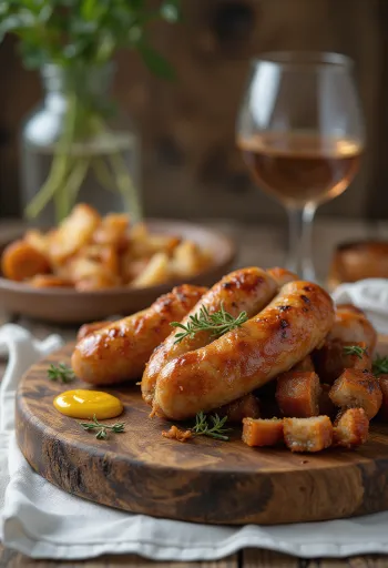 Roasted sausage served with mustard