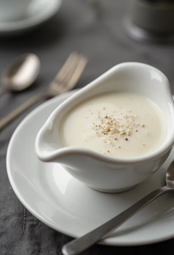 Creamy rosemary sauce served