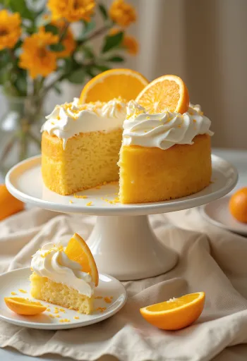 Vanilla Orange Cake decorated with slices