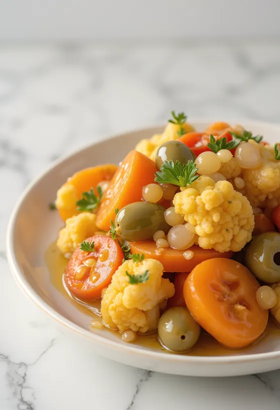 Sweet and sour giardiniera served