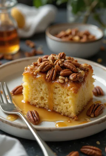 Pecan cake served