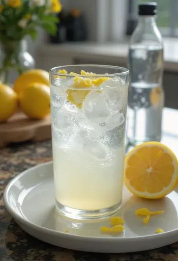 Probiotic lemonade kefir in glasses, garnished with fresh lemon zest