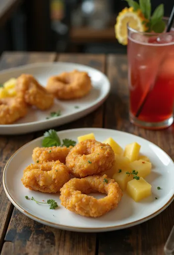Acarajé with pineapple, spicy bean balls served with fresh pineapple