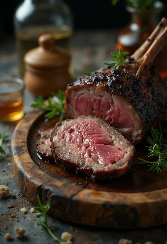 Smoked BBQ leg of lamb sliced