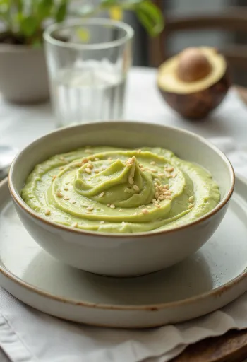 Avocado tahini sauce served in a bowl