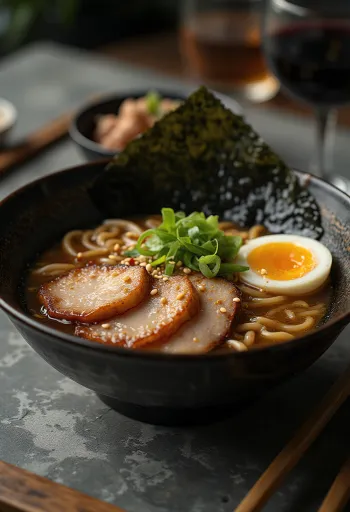 Tokushima ramen with dark soy broth, pork belly, and egg