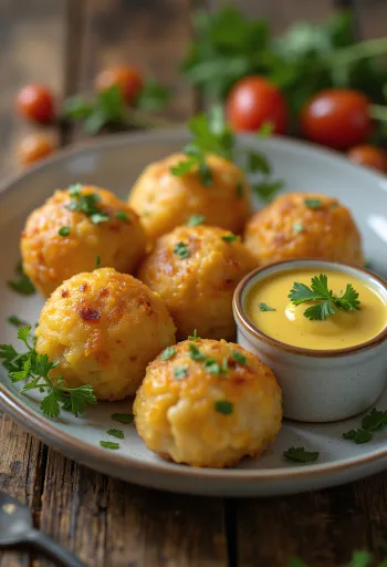 Acarajé with mustard sauce, black bean balls garnished with cilantro