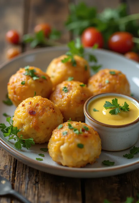 Acarajé with mustard sauce, black bean balls garnished with cilantro