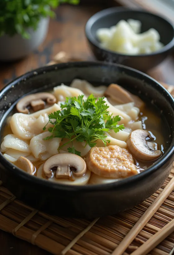 Kiritanpo Nabe with Shimeji mushrooms and chicken
