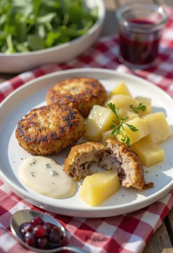 Kjøttkaker with celery root, meatballs served with vegetables
