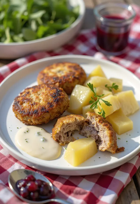 Kjøttkaker with celery root, meatballs served with vegetables