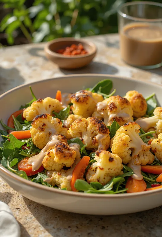 Roasted cauliflower salad with tahini dressing