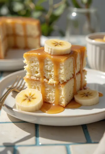 Banoffee layer cake served