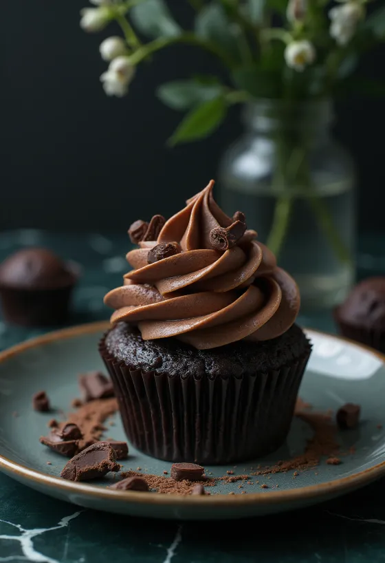 Chocolate truffle cupcakes served