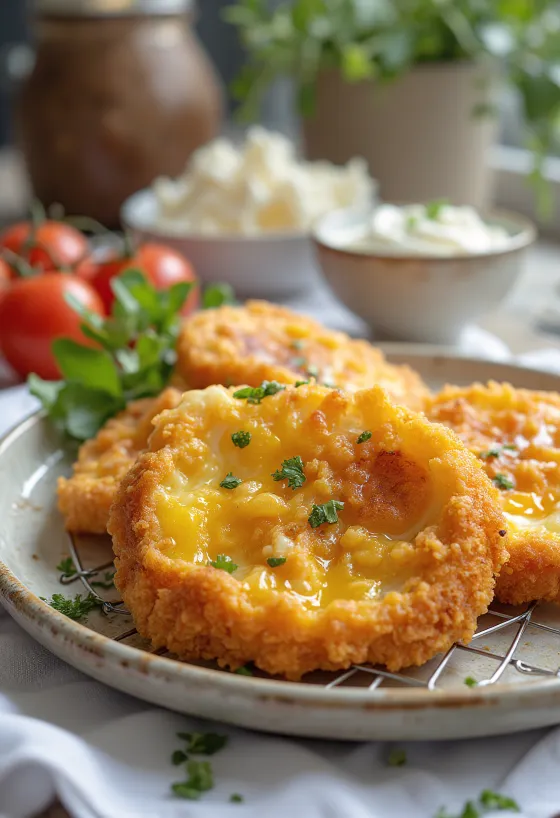 Breaded eggplant fried to a golden crisp