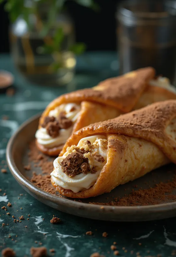 Tiramisu flavored cannoli served