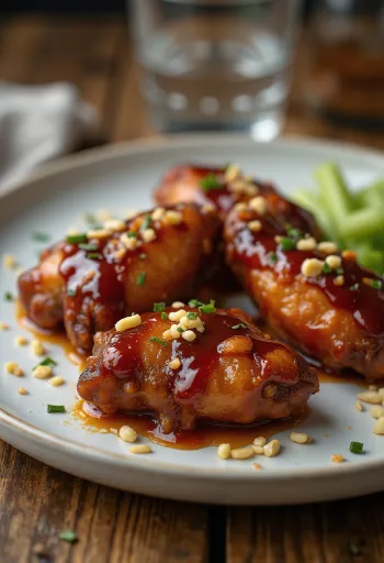 Spicy BBQ chicken wings served hot