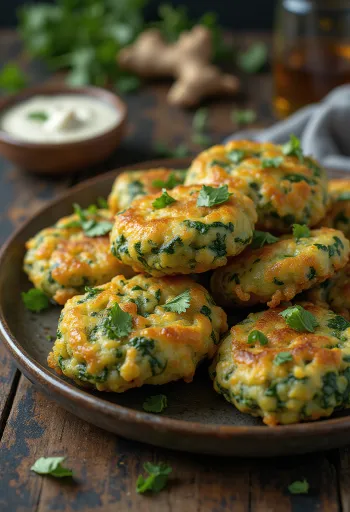 Spinach Pakora, golden brown and crispy bites served