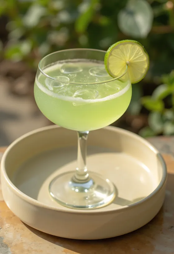 Daiquiri cocktail garnished with lime slice