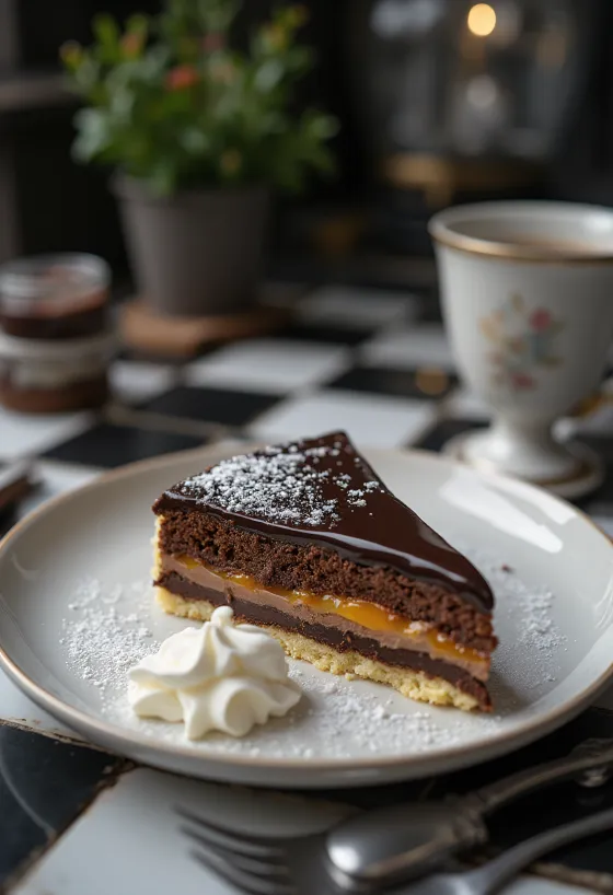 Sacher cake served