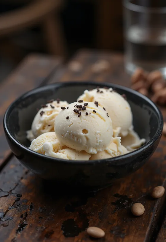 Tonka Bean Ice Cream served