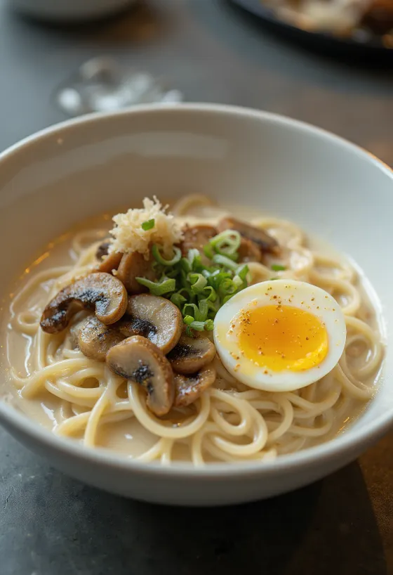 Truffle Ramen with creamy mushroom sauce