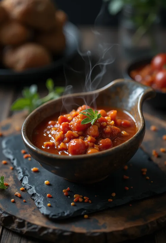 Spicy tomato sauce served in a bowl
