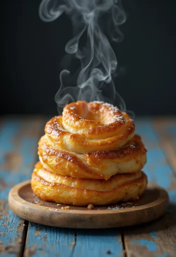 Golden brown Chimney Cake coated in cinnamon sugar.