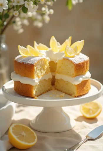 Lemon cake served