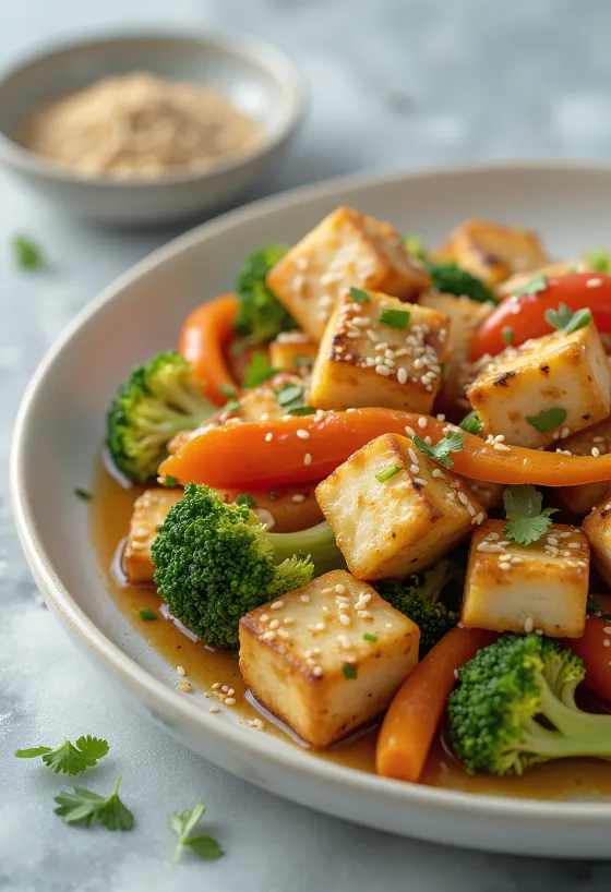 Garlic tofu with vegetables