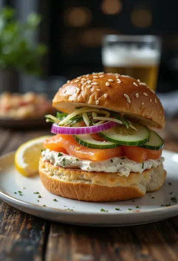 Smoked Salmon Burger served