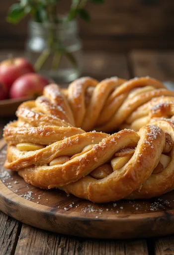 Apple Cinnamon Kringle, freshly baked golden brown pastry