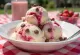 Love Potion ice cream with raspberry swirl and chocolate chips