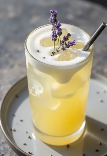 Lavender fizz lemonade with fresh mint and lavender