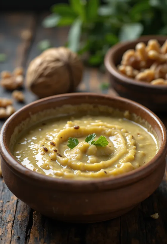 Creamy walnut sauce served with pasta