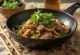 Beef and yuba stir-fry with soy sauce and vegetables