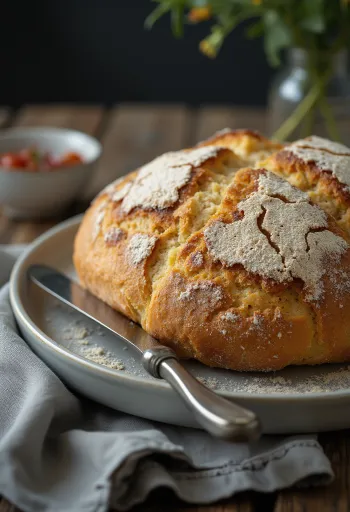 Freshly baked Broa Portuguese cornbread