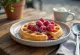 Raspberry Waffles with fresh fruit