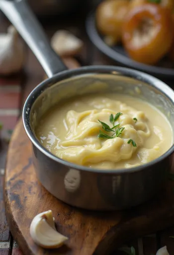 Garlic parmesan cream sauce poured over pasta