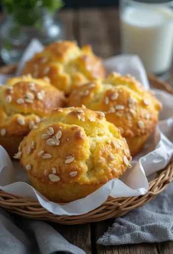 Oatmeal cottage cheese muffin served
