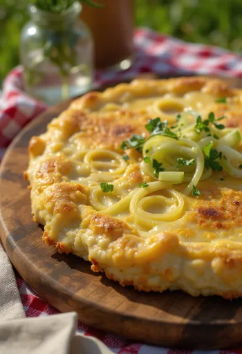 Welsh Rarebit with sautéed leeks.